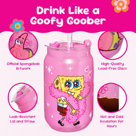 Dragon Glassware SpongeBob reusable tumbler in pink for daily use.
