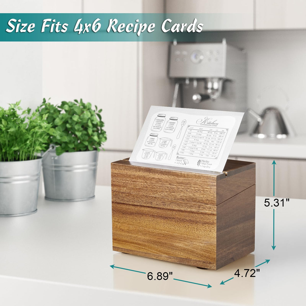 DRASTAR Acacia lid groove keeps current recipe card easily accessible.