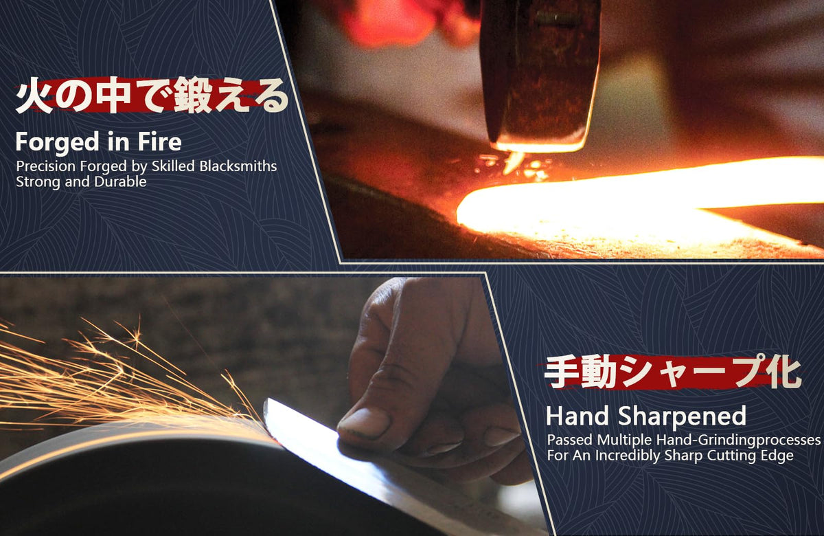 DRGSKL hammered blade texture reduces sticking during slicing.