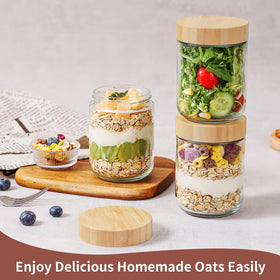DRKIO BPA-free dishwasher-safe glass jar ideal for yogurt, sauces, or snacks.