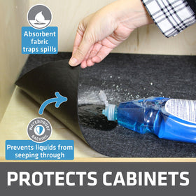 Drymate waterproof backing protects shelves from moisture in cabinets.