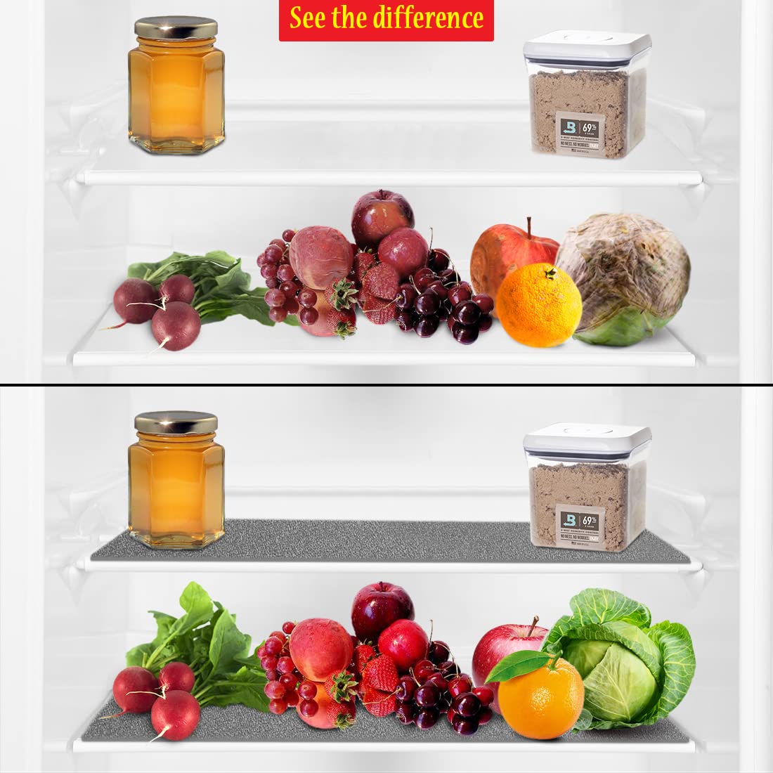 Air-permeable foam promotes airflow to slow spoilage in the drawer.