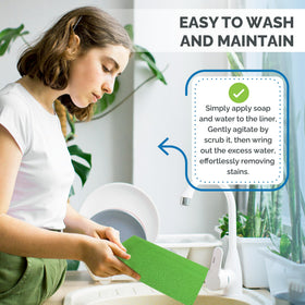 Refrigerator shelf liner by Dualplex organizing space and protecting produce