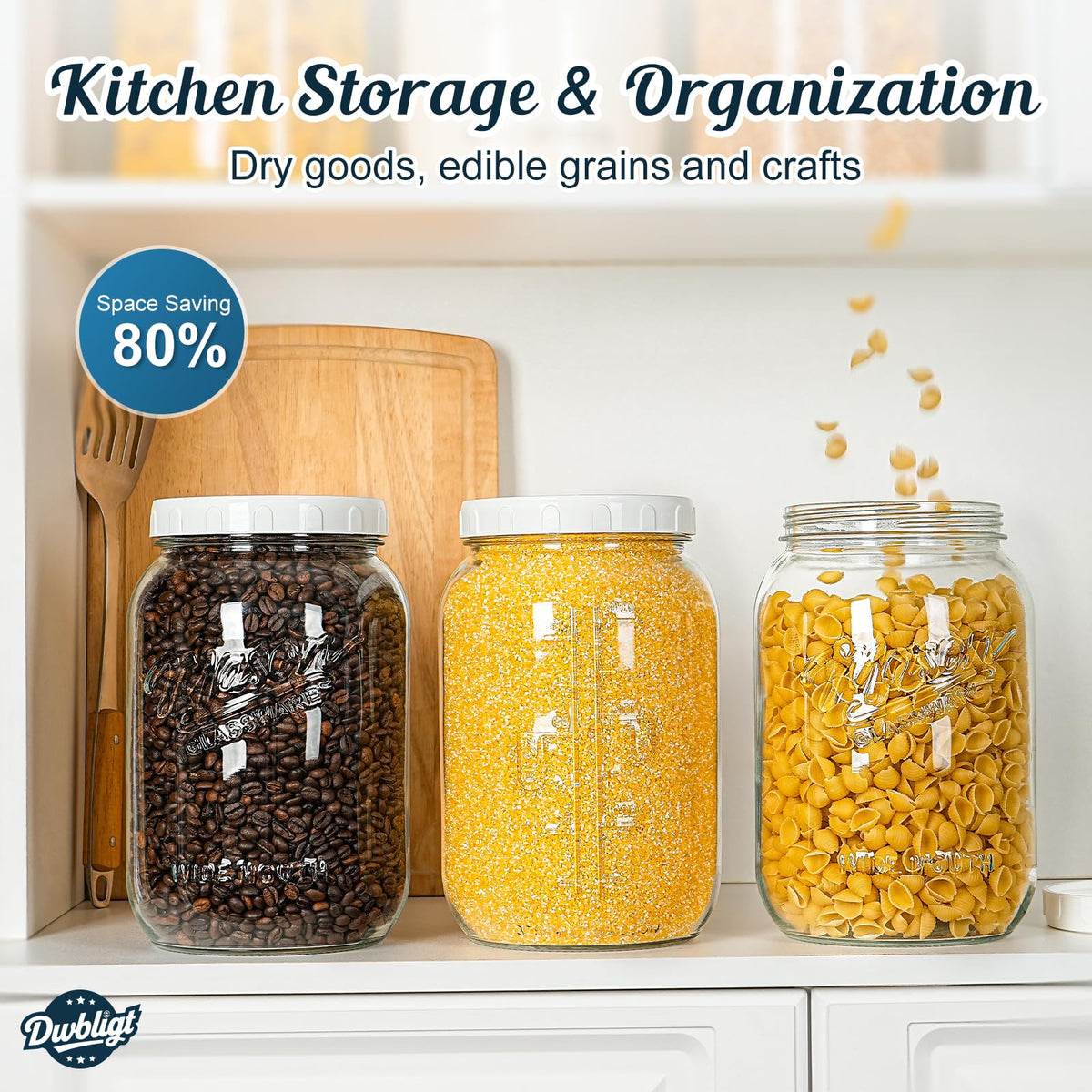 Dwbligt dishwasher-safe glass jar simplifies cleanup after use.