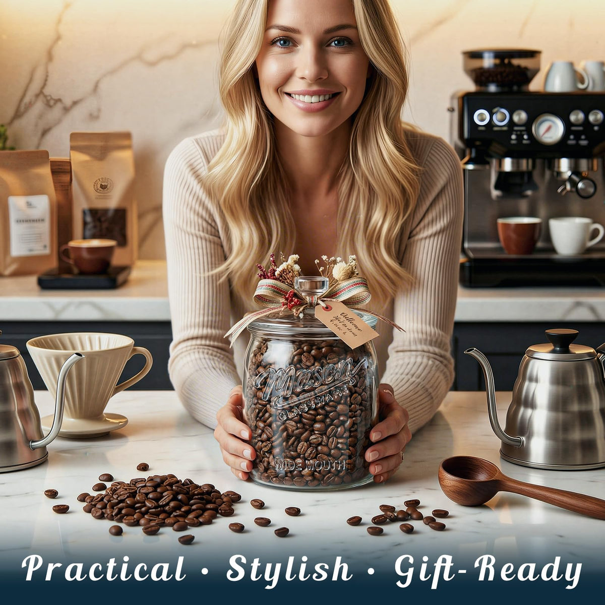 Dwbligt gift-ready glass container ideal for homemade treats.