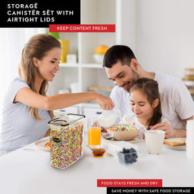 DWËLLZA KITCHEN airtight lid system keeps cereals fresh after pouring.