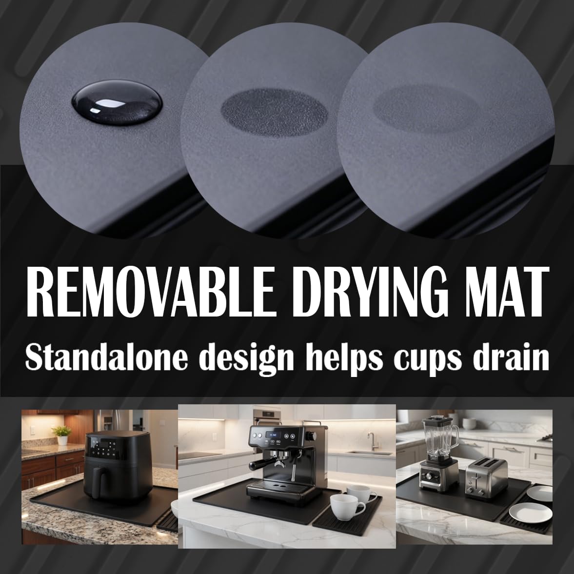 DXOKNQG silicone coffee mat premium food-grade material resists stains and heat.
