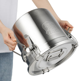 DYNAMI flour storage canister maximizing space with durable steel.