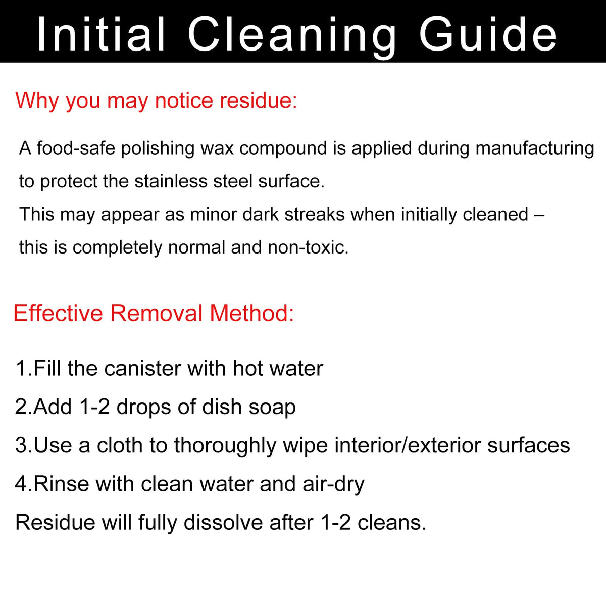 DYNAMI initial wax residue removal instructions for easy cleaning.