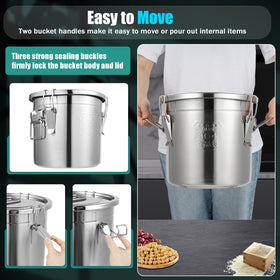 DYNAMI rice storage canister designed for easy pouring and handling.