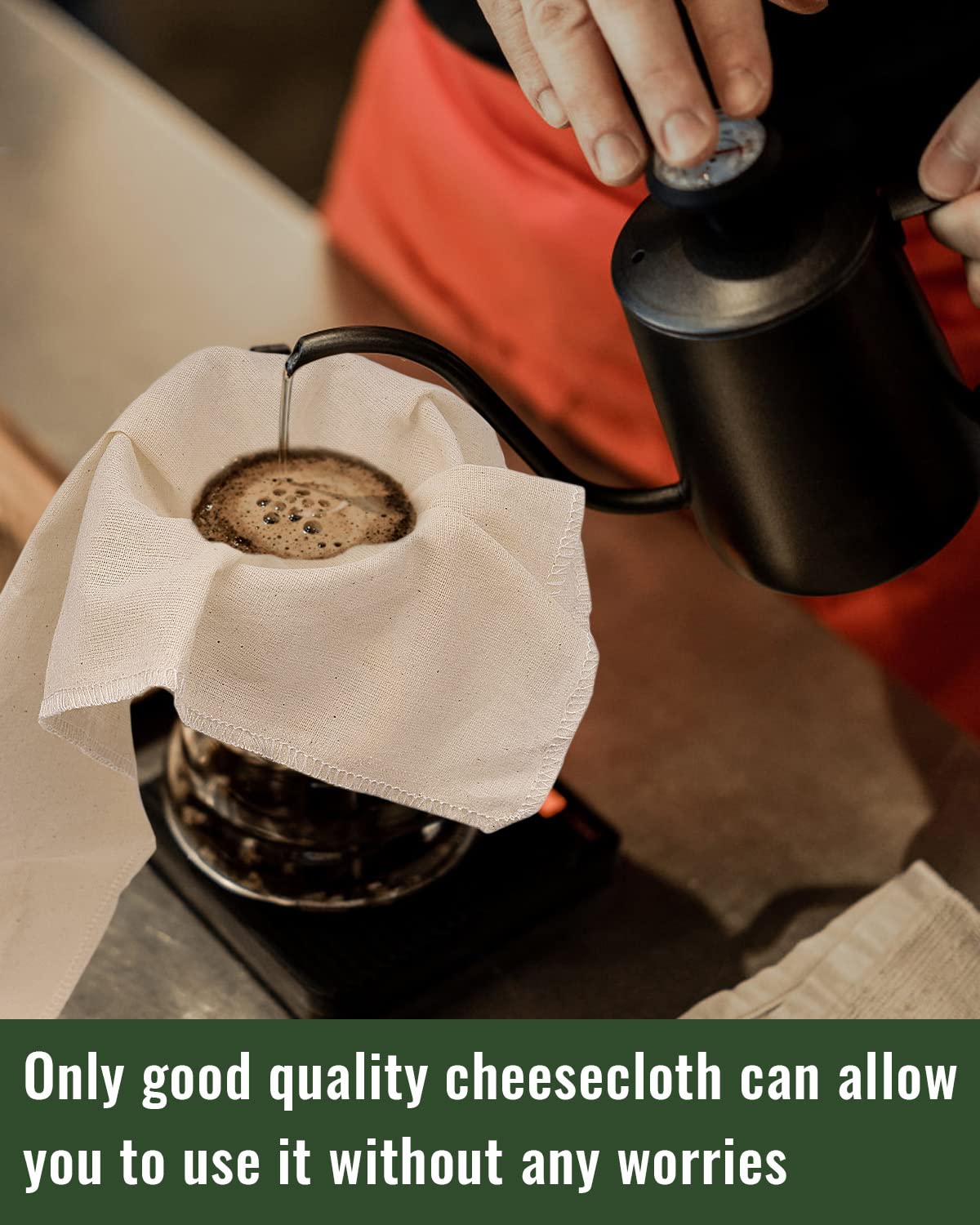Dynta cheesecloth for honey and coffee filtration with fine results.