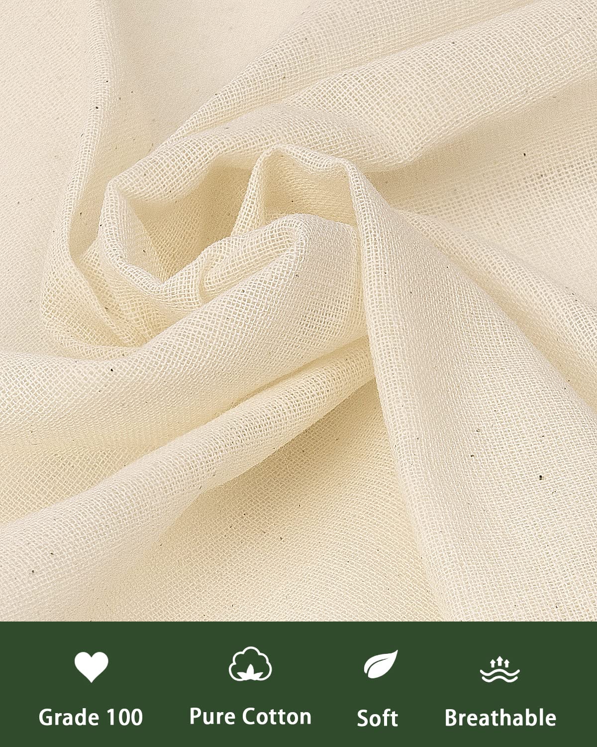 Dynta unbleached cotton cheesecloth 20x20 inches ideal for food-grade filtering.