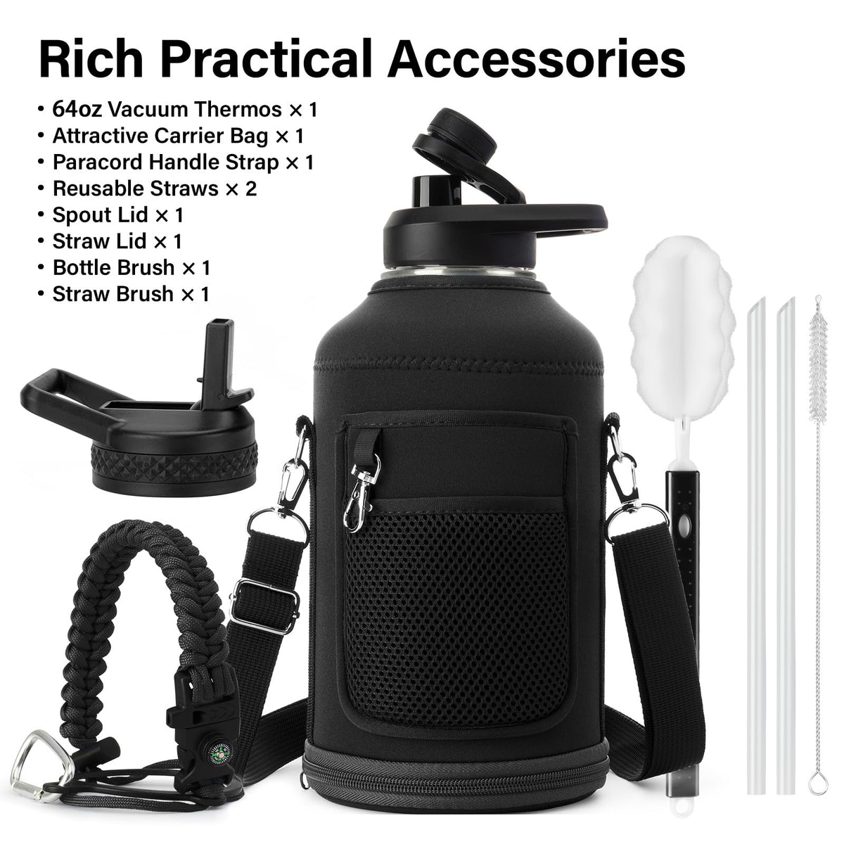 DYSANKY insulated water bottle straw for easy sipping during hikes and workouts