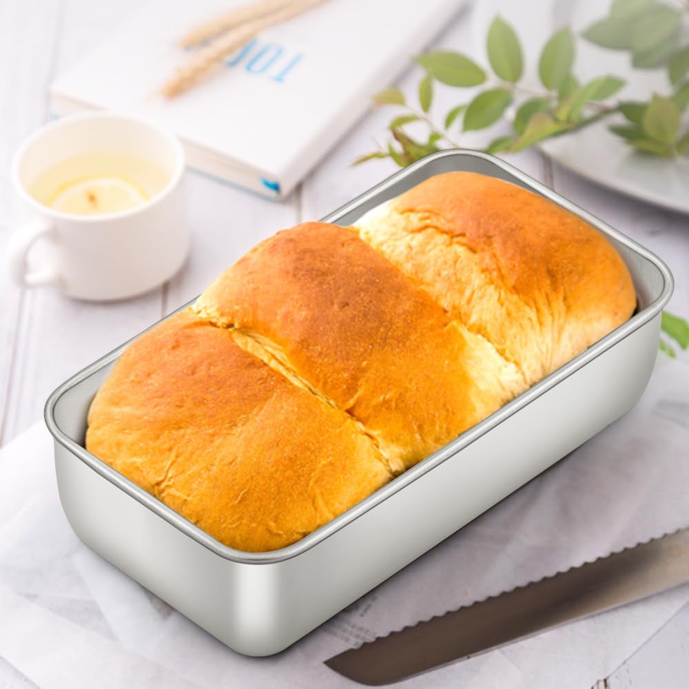E-far loaf pan oven safe up to 450°F for baking.