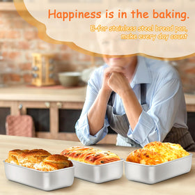 E-far loaf pan stacked together saves kitchen space.