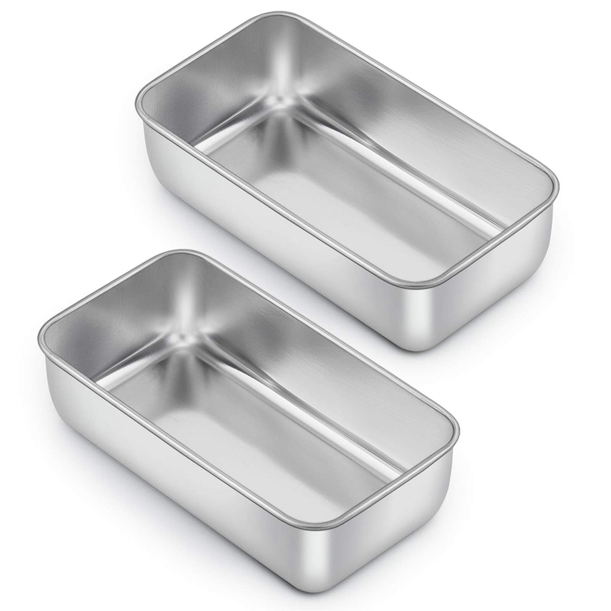 E-far loaf pan top view shows sturdy stainless steel for even baking.