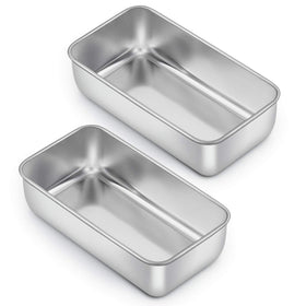E-far loaf pan top view shows sturdy stainless steel for even baking.
