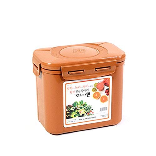 E-Jen premium kimchi container exterior earthenware brown for traditional fermentation aesthetics.