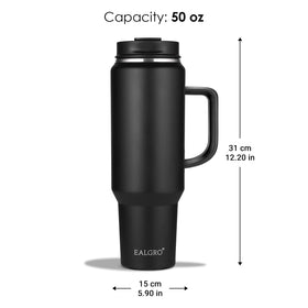 EALGRO 2-in-1 lid allows straw or flip-top sipping.