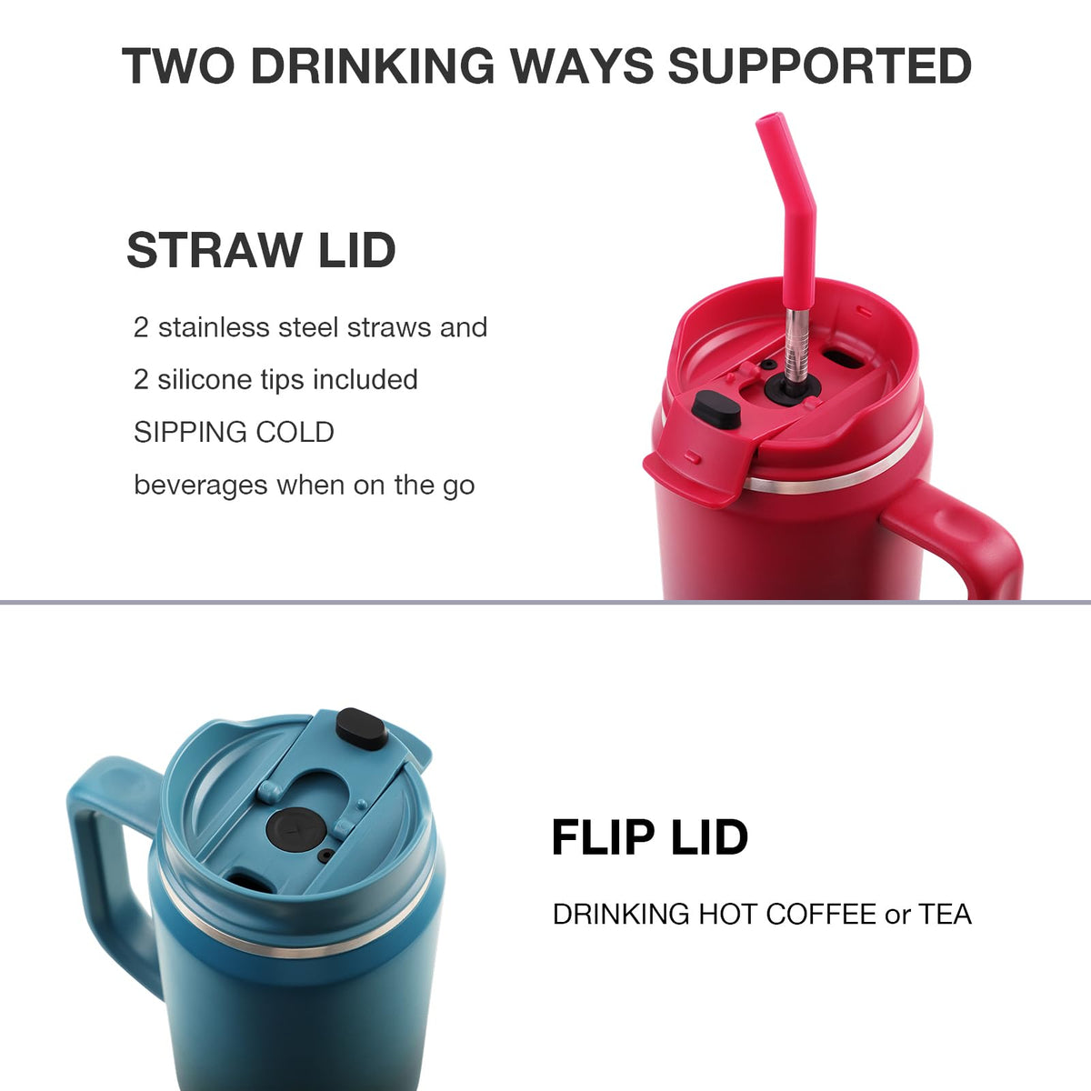 EALGRO tumbler lid focus: straw lid demonstrates spill-proof sipping on commutes