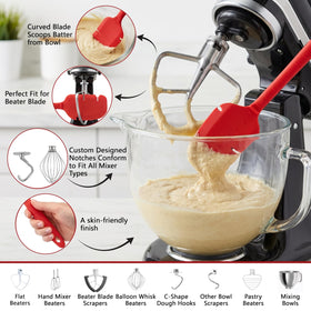 EasyBlend silicone spatula is dishwasher-safe for quick cleanup after cooking.