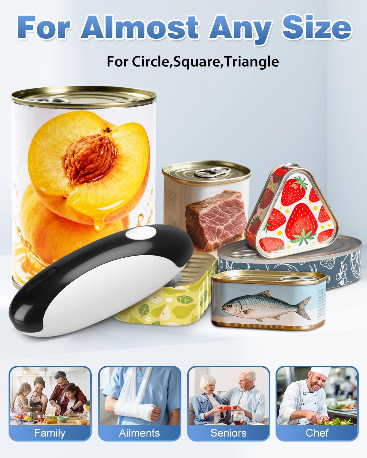 EasyVAVA one-touch operation for hands-free can opening