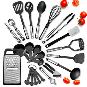 Eatex 24-piece nylon and stainless steel utensil set for non-stick cooking and easy handling.