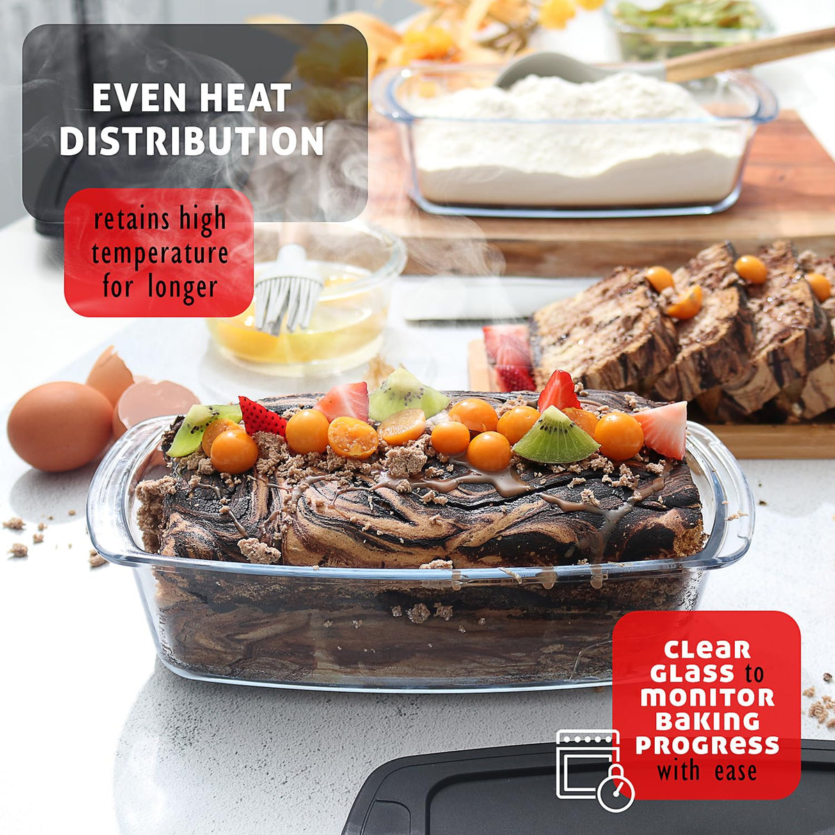 EATEX dishwasher-safe glass loaf pan for easy cleaning