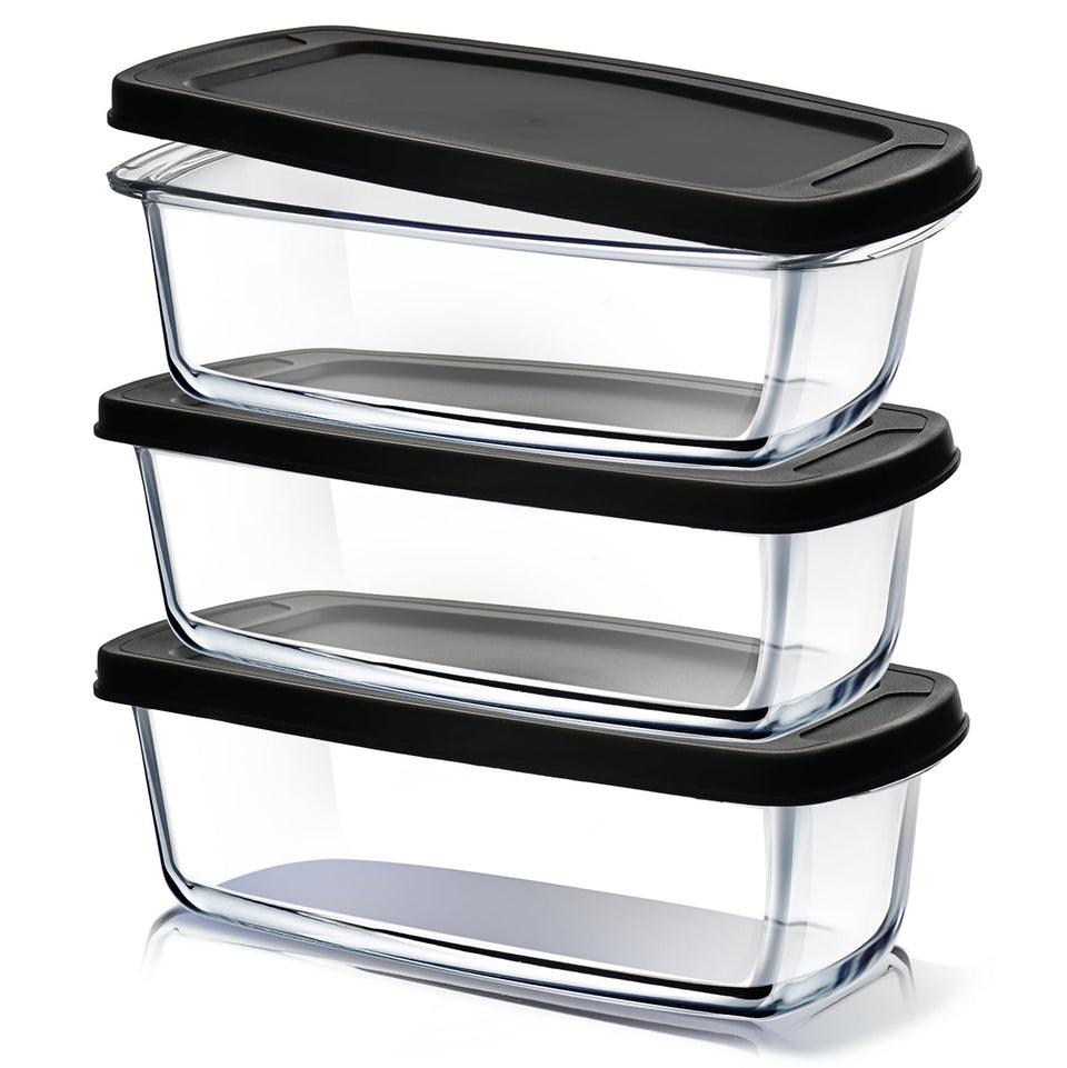 EATEX glass bread pans in a deep rectangular design for 1.9 qt loaves.