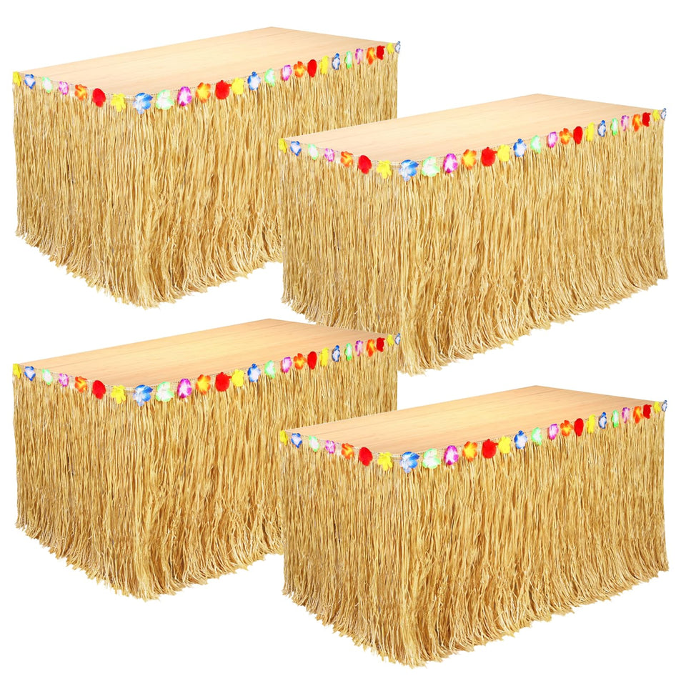 eboozone 4-pack table skirt luau wrapped around a table for tropical flair