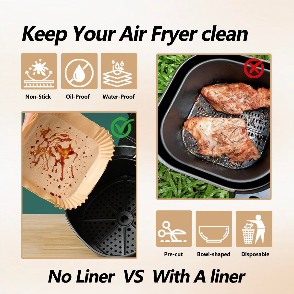 Ecfvtp Ninja Crispi 6CUPS liners for compact 6-cup pots and even heat.