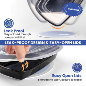 Eco Maicoco microwave and freezer safe containers for reheating and freezing.