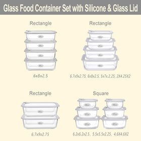 EcoEvo 3 cup glass container with airtight lid for snacks