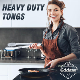 Eddeas tongs doubling as a salad server for fresh greens.