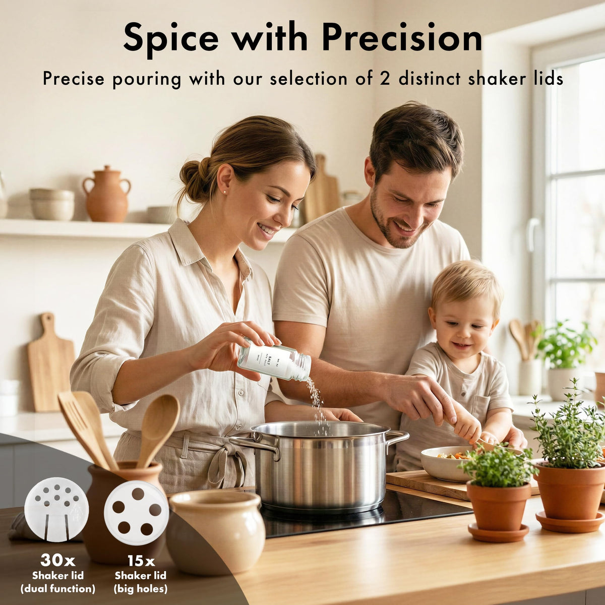 Edelhaus spice shaker insert and pour spout in use