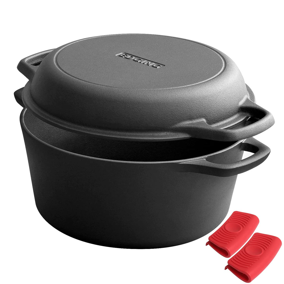 Edging Casting 5 Qt 2-in-1 Dutch Oven with lid for versatile stove-to-campfire cooking
