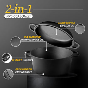 Edging Casting Dutch oven with dual handles enabling easy transport to table