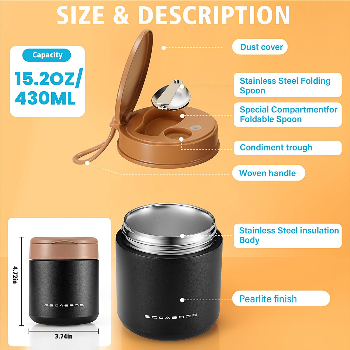 eedabros 316 stainless interior resists odors and stains for daily use.