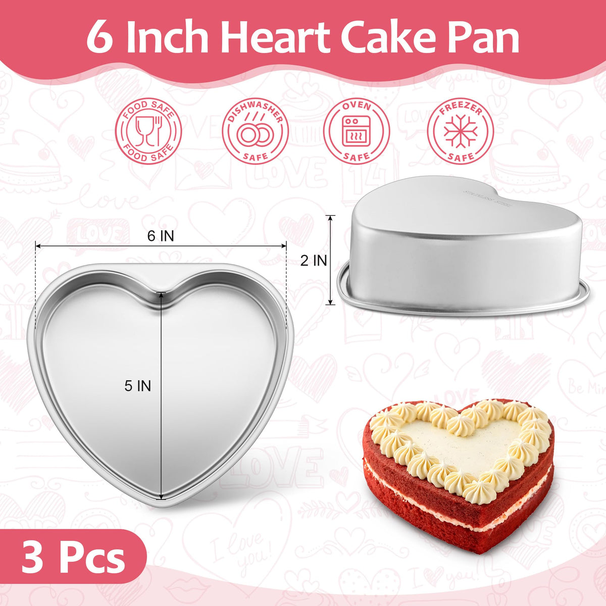 E-far heart cake pan exterior with widened edge for easy grip.