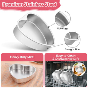 E-far heart cake pan interior smooth release helps clean heart shapes.