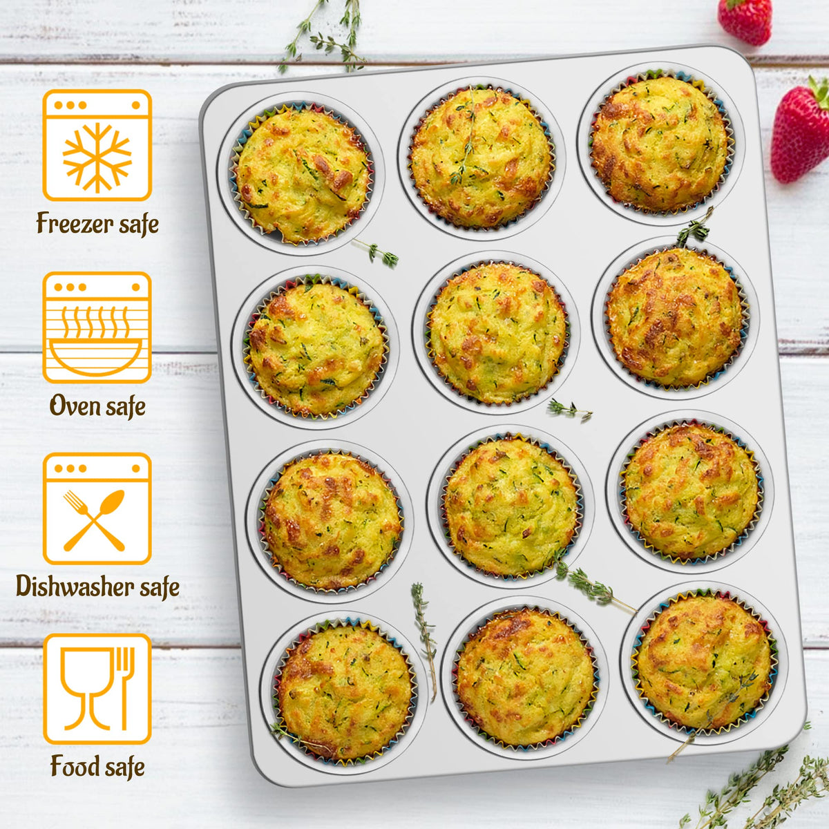 E-far muffin pan dishwasher safe for simple cleanup.