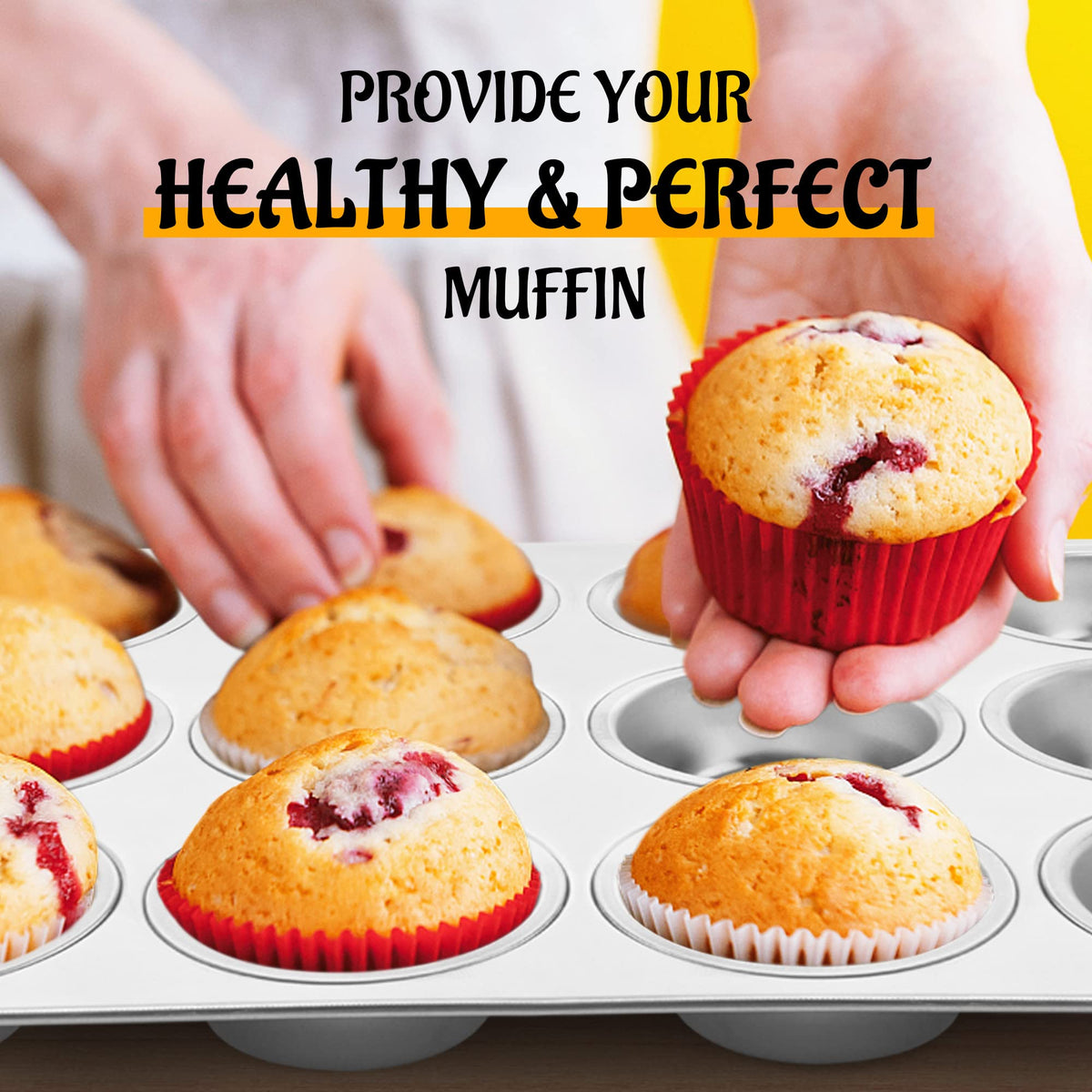 E-far muffin pan non-stick surface aids easy release.