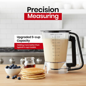 Eggssentials 5-cup capacity with clear markings enables precise portioning for brunch prep.