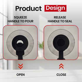 Eggssentials bottom-dispensing valve ensures clean pours with no drips during cooking.