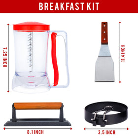 Eggssentials pancake dispenser cap spreading batter for evenly cooked pancakes