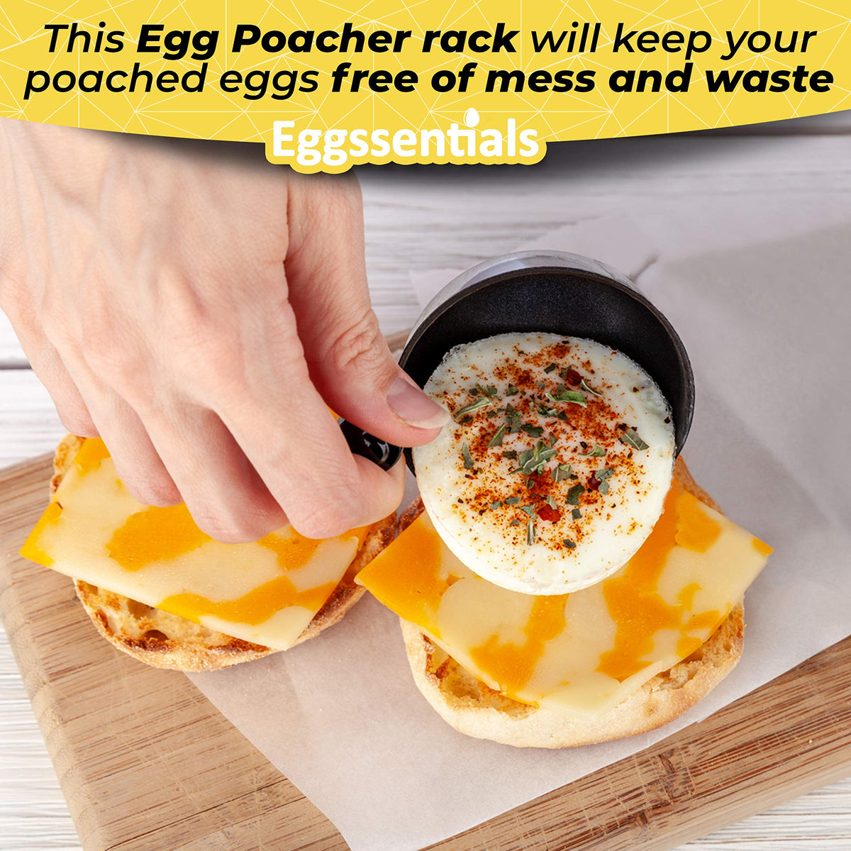 Eggssentials nonstick stainless cups help fast, clean poaching.