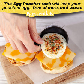 Eggssentials nonstick stainless cups help fast, clean poaching.