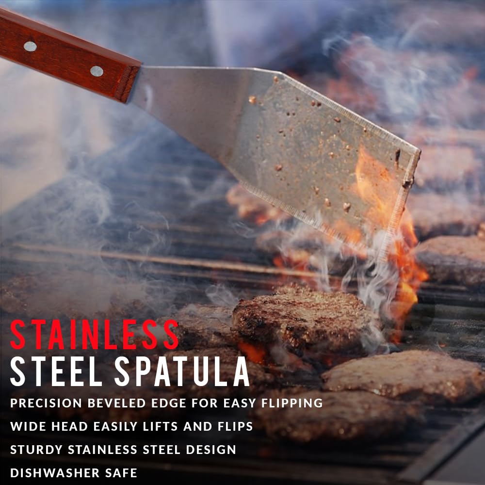 Eggssentials stainless steel spatula with wooden handle for easy flipping