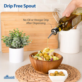 EHOMEA2Z olive oil and vinegar cruet expands kitchen versatility for dressings and marinades.