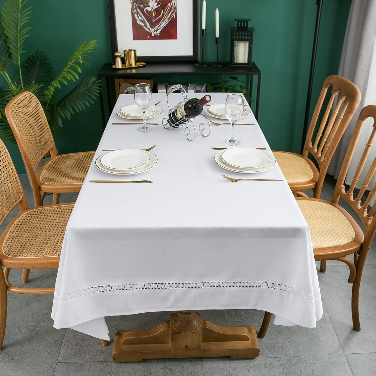 EHouseHome stain resistant tablecloth keeping the surface clean after meals
